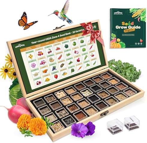 USDA Zone 4 Seed Bank, 32 Varieties Non-GMO Heirloom Vegetable Herb Seeds by LUSHDEW