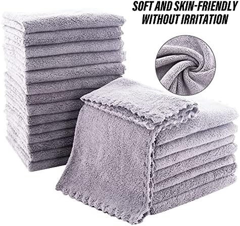 MOONQUEEN Ultra Soft Premium Washcloths Set - 12 x 12 inches - 72 Pack - Quick Drying - Highly Absorbent Coral Velvet Bathroom Wash Clothes (Light Grey) - Image 4