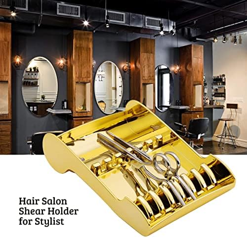Hair Scissors Rack, Segbeauty Hair Salon Shear Holder for Stylist, Professional Barber Shop Scissors Organizer for Hairdressers, Golden Hair Cutting Scissors Storage Tray Available for 6 Scissors - Image 3