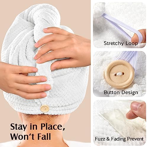 YFONG 2 Pack Large Microfiber Hair Towel Wrap for Women, Quick Dry Turban - Image 5