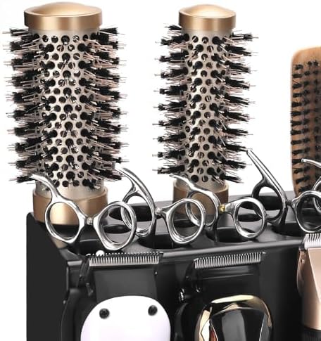 Clipper Holders Barbers Organizer, 13" x 12" x 3" Wall-Mounted Multi-Functional Hair Styling Tool Storage Stand for Clipper, Scissors, Comb, Curling Irons - for Salon, Home Bathrooms, with Screws Kit - Image 5
