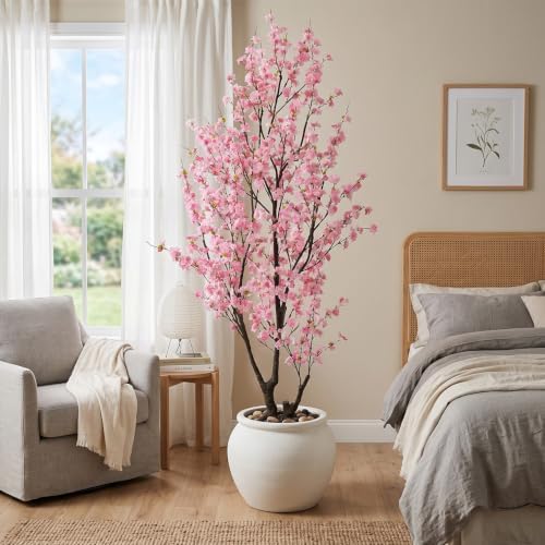 Faux Pink Cherry Blossom Tree 8ft(94in) Tall Artificial Plant - Image 3