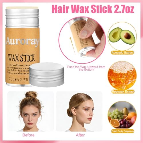 4 Pcs Boar Bristle Slick Back Hair Brush Comb with Hair Wax Stick and 500 Elastic Hairs Bands for Women Men Sectioning, Parting - Image 3