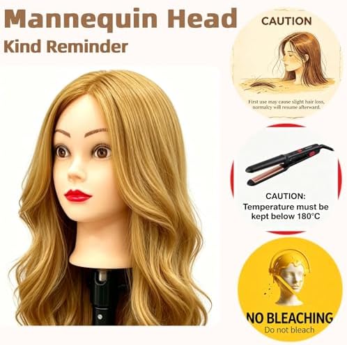 Long Hair Mannequin Head, Cosmetology Mannequin Head with Hair for Styling - Image 5