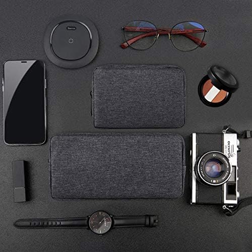 Universal Electronics Accessories Carrying Case, 2PCS Big + Small Portable Storage Pouch, Cosmetic Bag, Cable Organizer Compatible Hard Drive, Mouse, Power Bank, Adapter, Cellphone, Space Gray - Image 6