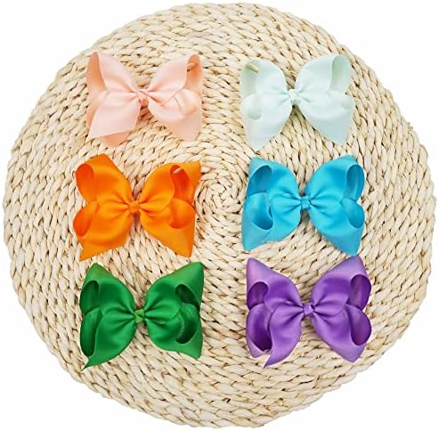 CÉLLOT Big Bows for Girls 40 PCS Grosgrain Ribbon Boutique 6 Inch Hair Bow Alligator Clips For Girls Teens Toddlers Kids in Pairs - Image 5