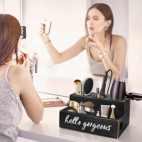 Unistyle Hair Blow Dryer Holder Black Curling Iron Holder Countertop, Hair Tools & Styling Supplies Organizer Flat ,Bathroom Counter Organizer for Accessories, Makeup, Toiletries Storage - Image 3