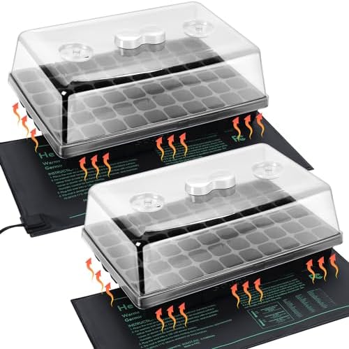 SOLIGT 2 Set 60-Cell Seed Starter Kit with Domes, Cell Trays and Heat Mats by SOLIGT