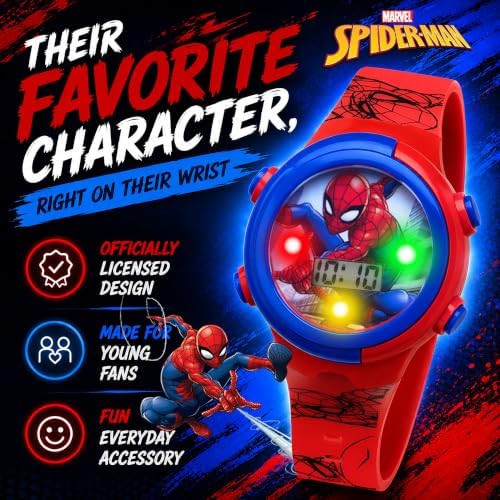 Marvel Spider-Man Kids Watches – Digital Display, Interactive Features, Adjustable Strap, Vibrant Spider-Man Graphics, Durable for Active Kids - Image 2