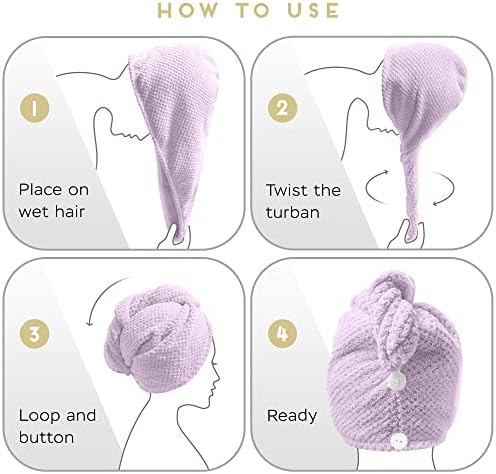 SimpleField 2 Pack Microfiber Hair Towel Wrap for Women, Anti Frizz Quick Drying Hair Turban for All Hair Style, Absorbent and Lightweight (Light Purple) - Image 6
