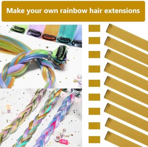 Gold Hair Extensions Clip in Synthetic Colored Hairpieces 14 PCS - Image 2