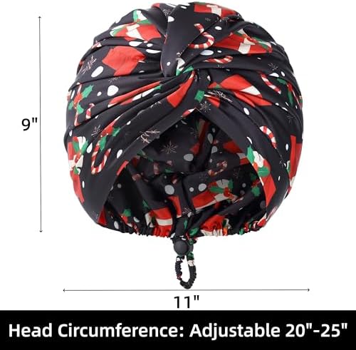 Christmas Adjustable Silk Bonnet Satin Curly Hair Wrap for Sleeping Women - Image 5