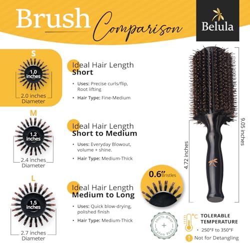 Belula Boar Bristle Round Brush for Blow Drying, Small 1.0 Inch Barrel - Image 5