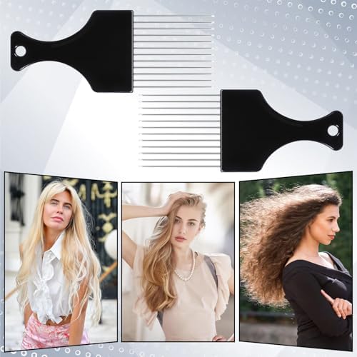 4 PCS Metal Hair Pick, Afro Picks for Men, Metal Afro Pick Combs for Women, Afro Comb Metal Pick, Hair Pick Metal Beard Pick, Metal Picks for Hair Curly Hair Detangling Styling and Lifting Tool - Image 7