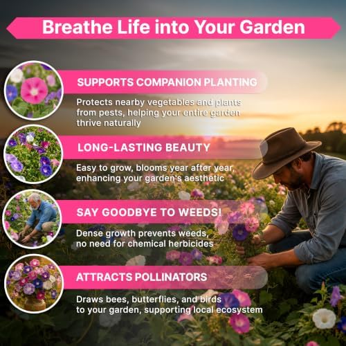 Morning Glory Tall Mix Seeds 1oz Over 800 Non-GMO Heirloom Ipomoea purpurea Seeds for Planting, Annual Flowers in Individual Packet, Planting Home Garden Indoor & Outdoor Gardening - Image 5