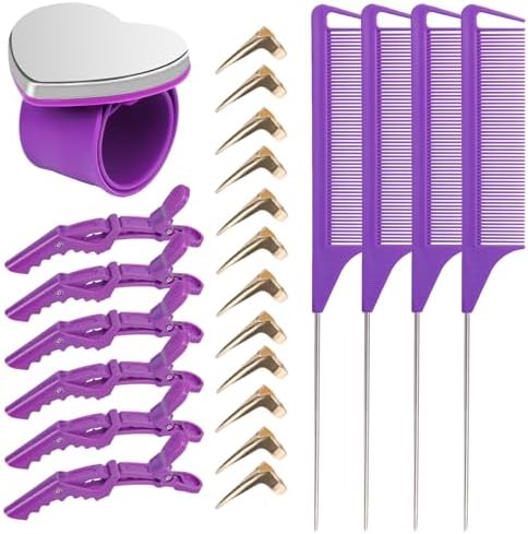 23 Pieces Hair Parting Tools Set, Hair Braiding Tool, Rat Tail Combs by Unknown