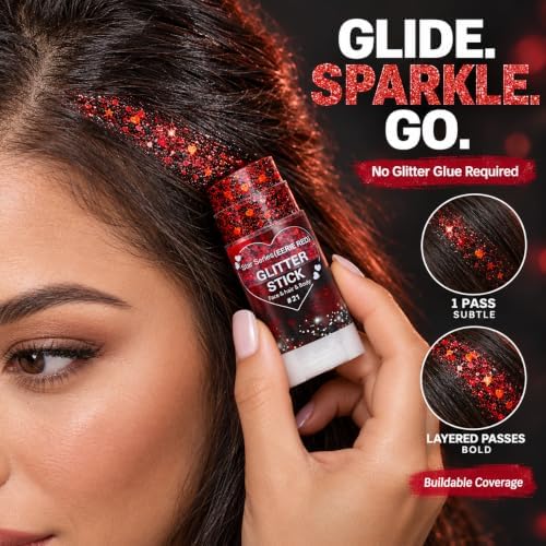 Mysense Red Black Halloween Glitter Stick,Face Hair Body Glitter Stick - Image 4