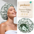 Yanibest Frizz Free Satin Lined Shower Cap with Soft Elastic Band by yanibest