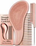Lily England Detangling Comb & Brush Set - Rose Gold Wide-Tooth & Tail Comb by LilyEngland