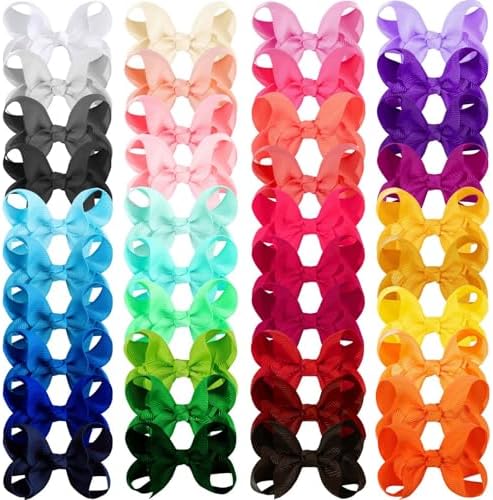 Oaoleer 40 Colors 3" Hair Bow Clips for Girls Tolddler Hair Accessories by Oaoleer