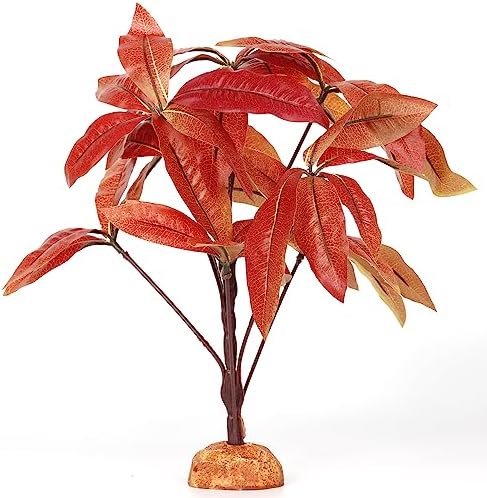 Fake Red Money Tree Reptile Terrarium Decor, for Snake Gecko Tank by WOLEDOE