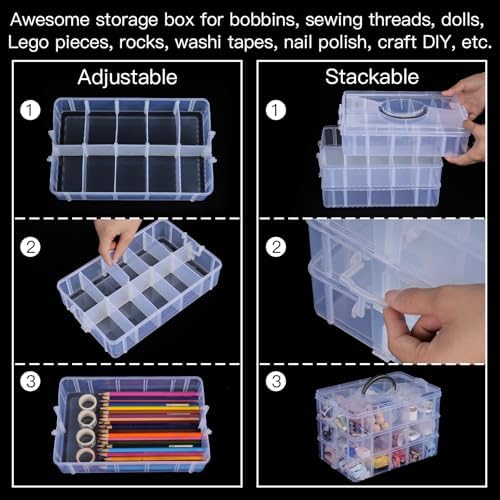 Bead Organizer 7 Tier 70 grid Stackable Craft Tackle Storage Container - Image 3