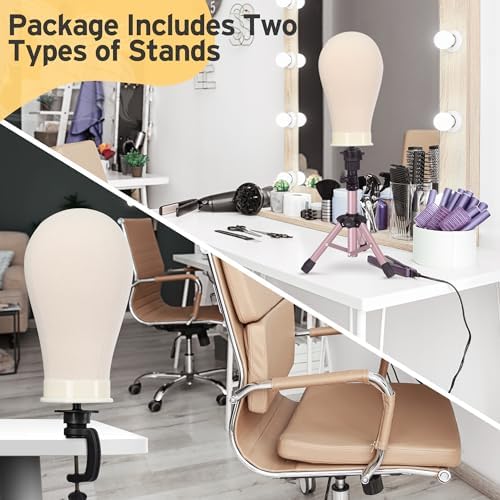 Klvied Wig Mannequin Stand with Head for Desktop,Rose Golden - Image 4