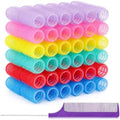 37PCS Self Grip Small Hair Rollers for Women Heatless Velcro Rollers for Hair Volume Set with Tail Comb for Medium Short Hair and Bangs DIY Curly Hairstyle(Colorful) by Unknown
