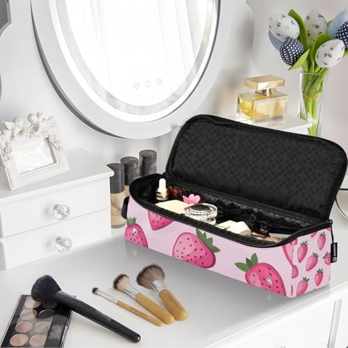 Hair Tools Travel Bag with Heat Resistant Mat Detachable 2-in-1 Curling Iron Travel Case Hot Tools Organizer for Straightener Flat Iron Pink Strawberries - Image 7
