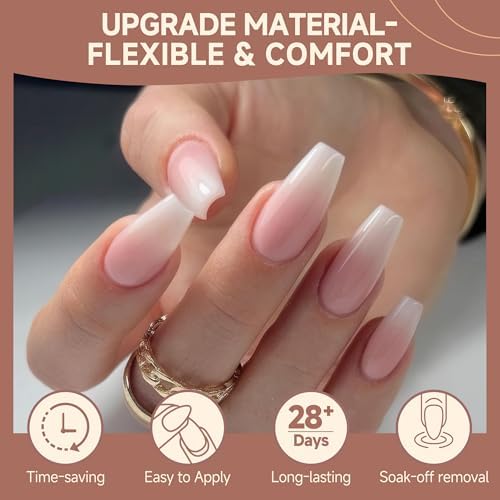 UNA GELLA Medium Coffin Nails Tips 216PCS 12 Sizes, X-Soft - Image 3
