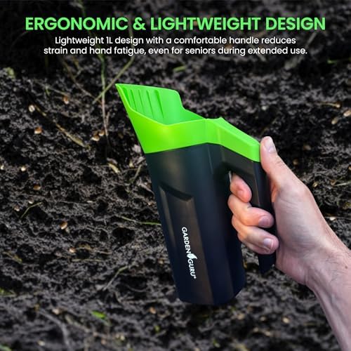 Garden Guru Handheld Seed Spreader Shaker – Multi Use Grass Seed, Fertilizer, Ice & Snow Melt Spreader – Adjustable Twist Cap w Multiple Size Openings – Lightweight 1L Capacity Hand Seeder (4 Pack) - Image 4