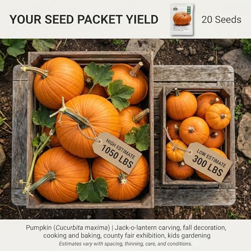 20 Pumpkin Seeds for Planting - Big Max - Heirloom | Non-GMO | USA Grown | Grows Big Giant Pumpkins up to 100 lbs! Grown for Pies and Halloween Jack O Lanterns - Image 2