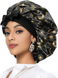 Satin Hair Braid Bonnet for Sleeping Double Layer Elastic Wide Soft Tie Band Hair Silk Lined Sleep Cap Women Girls by Deokke