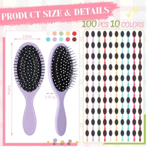 Suclain 100 Pcs Hair Brushes Bulk for Women, Travel Detangling Brush - Image 2