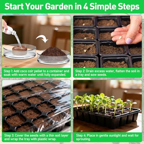 Riare 50 Pcs 30mm Organic Coco Coir Seed Starter Soil, Compressed Coconut Coir Potting Soil Mix for Seed Starting, Coconut Fiber Pellet for Planting Indoor & Outdoor Plants, Vegetables, Garden - Image 5