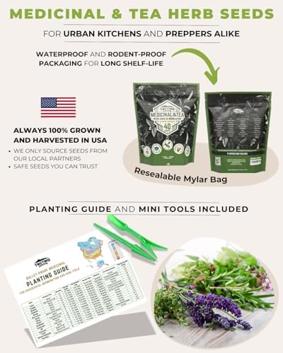 Tactiko Medicinal & Tea Herb Seeds Kit | 40 Varieties | Non-GMO | US Grown - Image 2