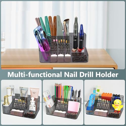 CGBE Nail Drill Holder, 28 Holes Nail Drill Bit Holder- Gray - Image 6