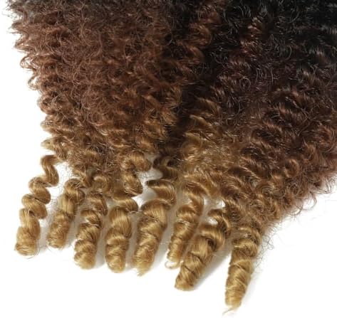 12 Inch Pre-Separated Springy Afro Twist Hair 3 Packs Black Pre-Fluffy Natural Brown Blonde Marley Crochet Hair Suitable for Black Women (1B/30/27, 12 Inch (Pack of 3)) - Image 5