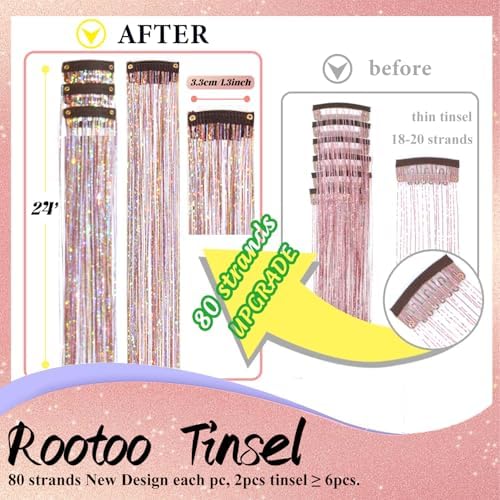 Hair Tinsel Clip in Gold-silver-pink Fairy Hair Tinsel Kit - Image 2