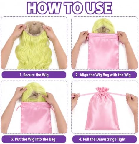 6Pcs Wig Bags with Satin Drawstring Wig Storage Bags - Image 7