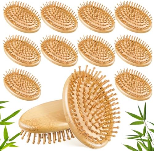 Weysat 12 Pack Bamboo Hair Brush Scalp Massager, Wooden Anti-Static Hairbrush Comb Bulk with Bamboo Bristles, Hair Care Tools for Self Care, Spa Gift Bags, Salon Supplies, Christmas Stocking Stuffer by Weysat