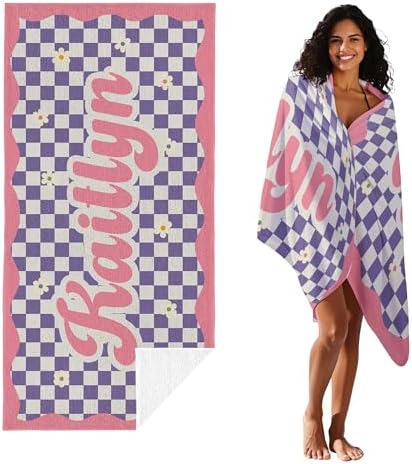 JML Personalized Beach Towel with Name, Custom Flower Beach Towel, Customized Microfiber Pool Towel, Quick Dry & Absorbent Swim Towel for Adult,Anniversary, Birthday, Summer Holiday,Vacation - Image 2