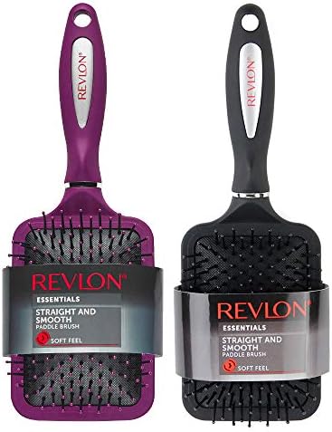 Revlon Straight & Smooth Soft Touch Paddle Hair Brush Set, Black + Berry by RevlonConsumerProductsCorp