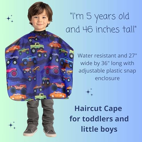 Monster Truck Barber Cape - Toddler Little Kids Size For Hair Cutting - Image 3
