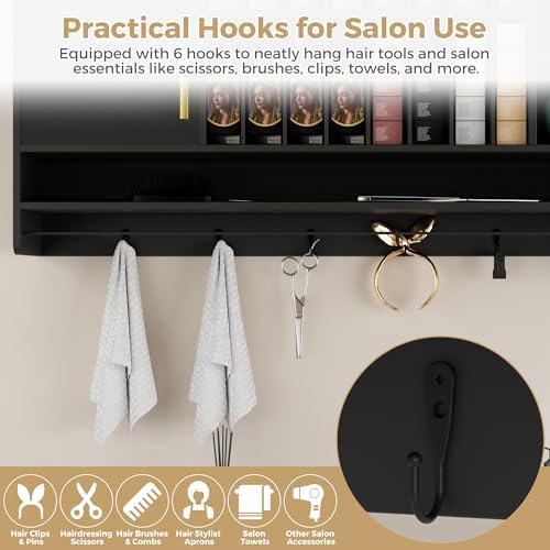Salon Station Barber Color Bar Set with Cabinet & Wall Color Rack - Image 5