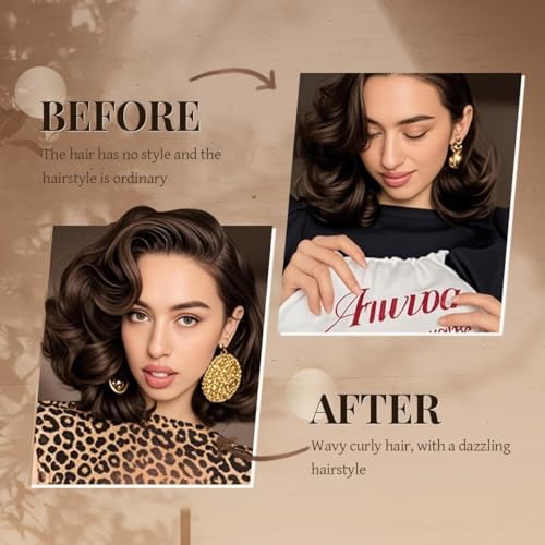 Heatless Hair Curler Heatless Curls Overnight Heatless Blowout with Luxury Cloth Bag Silk Scarf, Curling Rod Headband to Sleep in No Heat Curling with (Brown, 3Rods) - Image 3