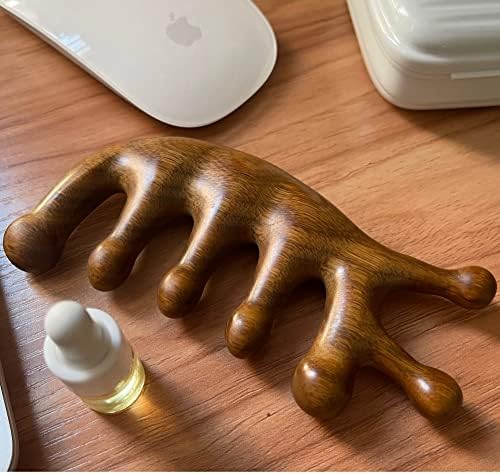 SAEEYCUE Authentic Green Sandalwood Comb Gua Sha Scraping Scalp Massager Head Head, Neck, Hands and Legs (B) - Image 2