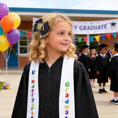 2PCS Graduation Hair Bows for Girls 3.5" Glitter Gold Black Happy Graduation Cap Ribbon Bow Alligator Barrettes for Students Teachers Week Gift Cheer Party School Uniform Accessory - Image 3
