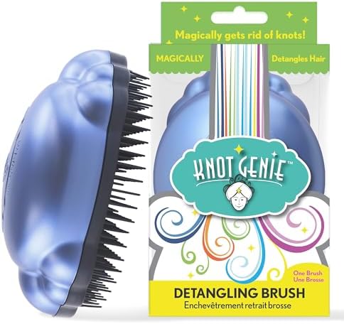 Knot Genie Detangling Hair Brush for Kids(Blue Skies) | Original Full Size | Perfect for Curly Hair, Gently Separate Tangles, Leaves Hair Smooth & Shiny | The Pain Free Knot Detangler by KnotGenieDetanglingBrush