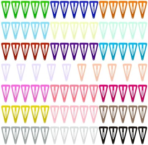 Hair Clips ECADY (100-Pack 20-Colors) Triangle Non-Slip Snap Barrettes for Girls, Women, Kids - 2 Inch by ECADY